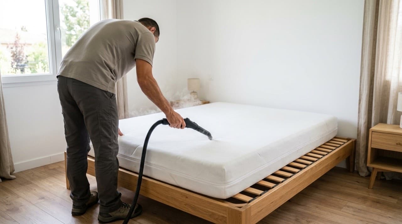 Visuel d'illustration : traitement vapeur d'un matelas contre les punaises de lit