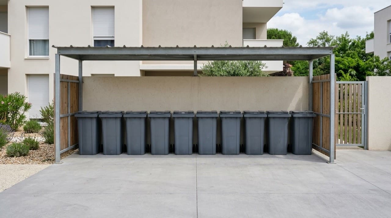Visuel d'illustration : local poubelles propre et bien rangé d'une copropriété récente
