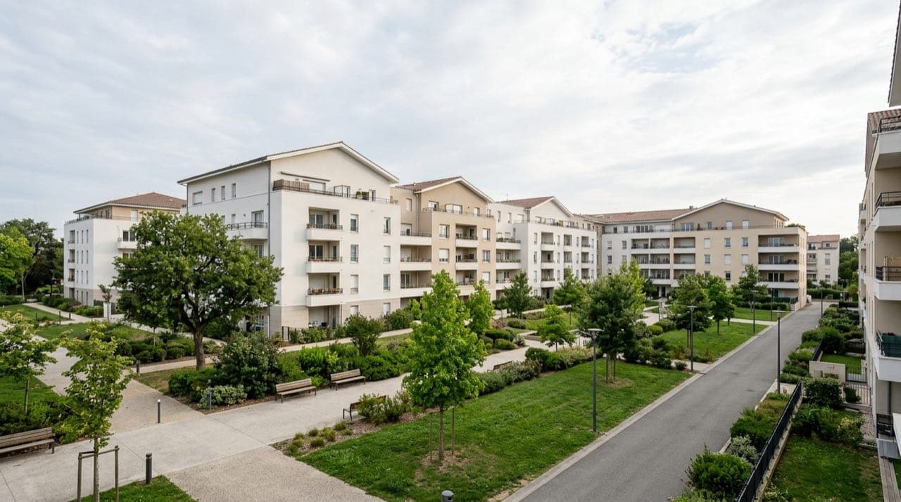 Visuel d'illustration : grand ensemble résidentiel collectif avec espaces verts