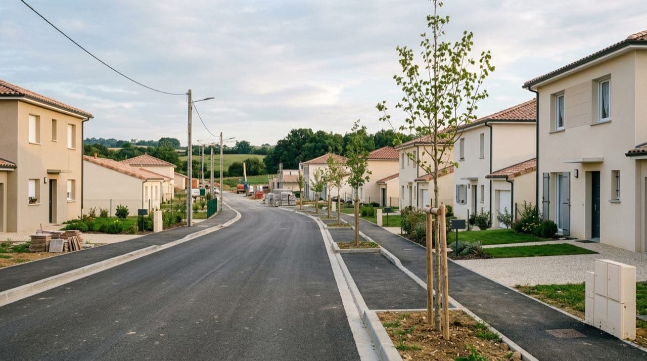 Visuel d'illustration : nouveau quartier pavillonnaire en cours de développement