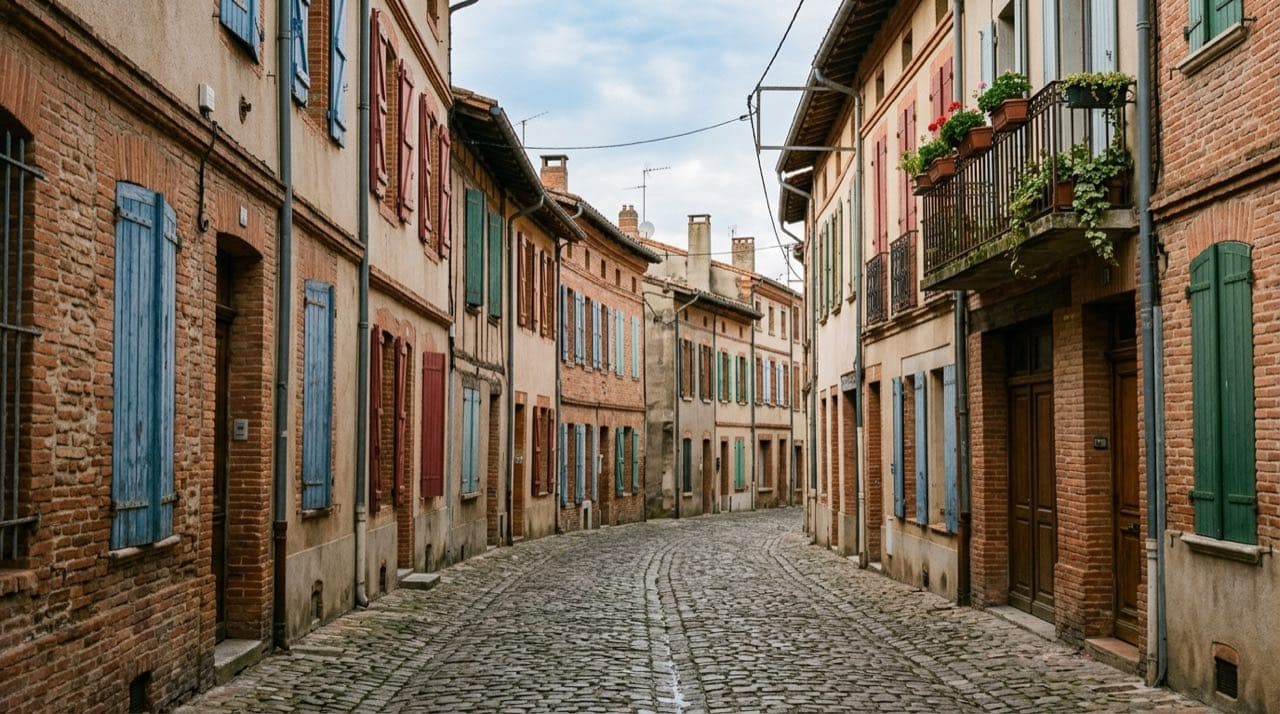 Visuel d'illustration : ruelle de village ancien du sud-ouest avec maisons en briques