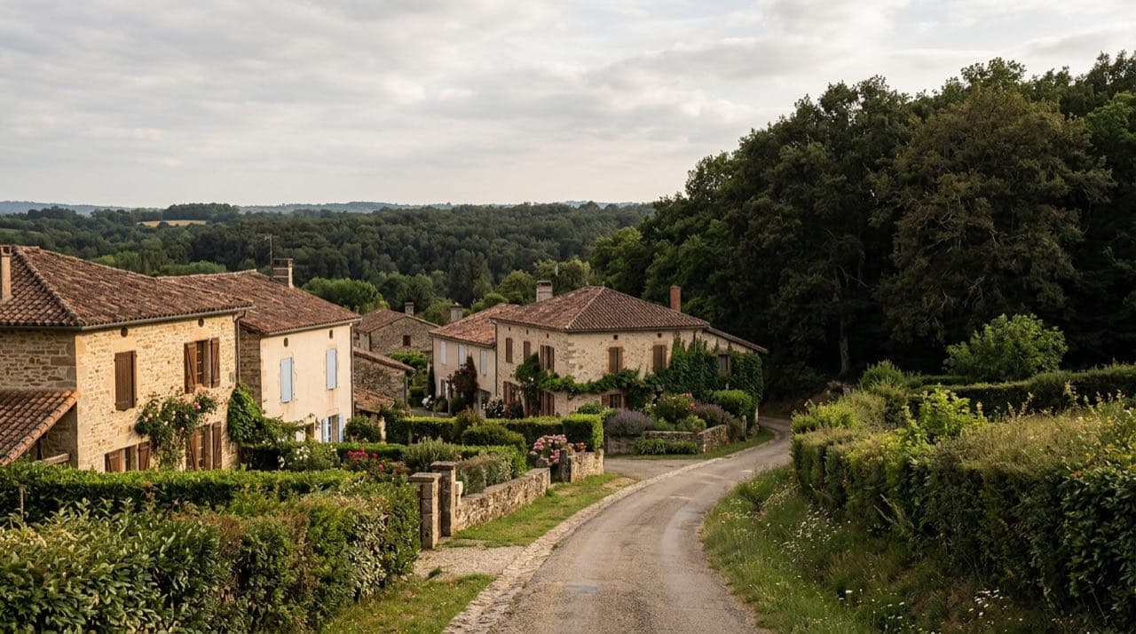 Visuel d'illustration : petit bourg rural en lisière de forêt