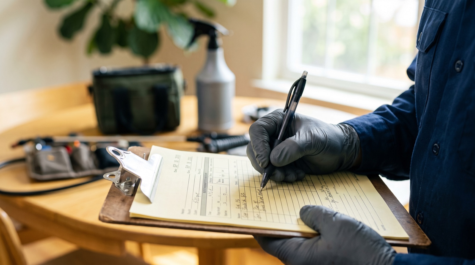 Un professionnel établit un devis détaillé pour un traitement anti punaises de lit